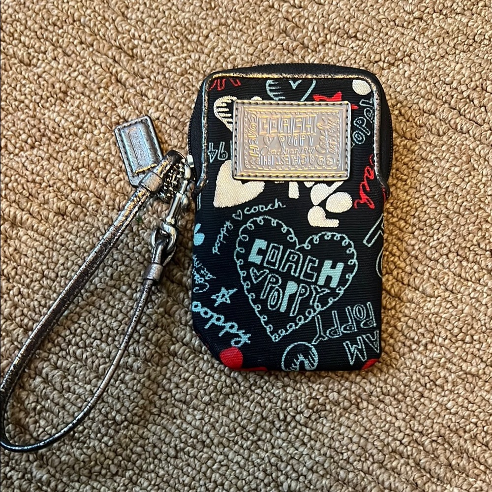 Coach Black and Red Phone Pouch